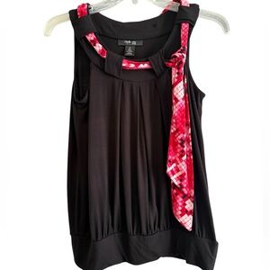 Style & Co Sleeveless Embellished Blouse size petite small Black Red pink!
